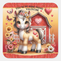 Pony Valentine Barnyard Sticker