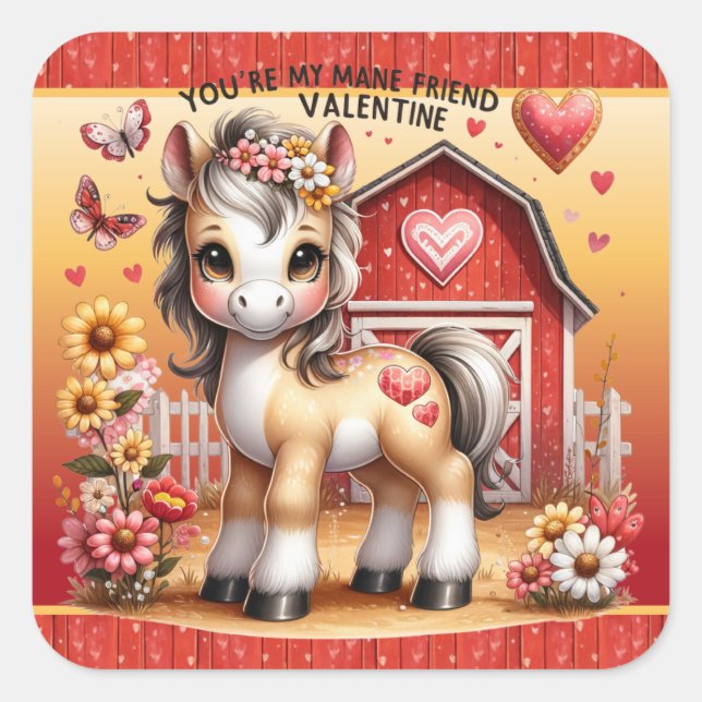 Pony Valentine Barnyard Sticker (Vorderseite)