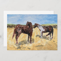 Ponys auf Assateague Island Flat Holiday Card