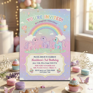 Ponys und Regenbogen 3. Geburtstagsfeier Einladung
