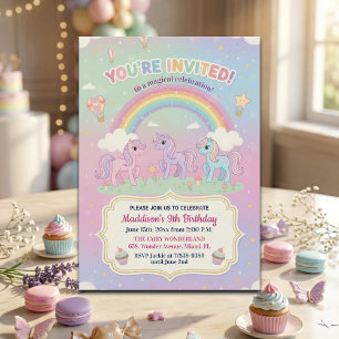 Ponys und Regenbogen 9. Geburtstagsfeier Einladung