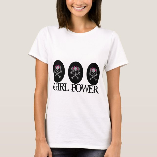Ponytail Skull Decal mit/rosa Bows - Maßgeschneide T-Shirt (Vorderseite)