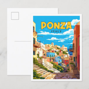 Ponza Italien vintage Reiseillustration Postkarte