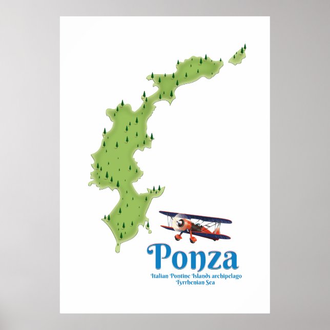 Ponza Italienische Inselkarte. Poster (Vorne)