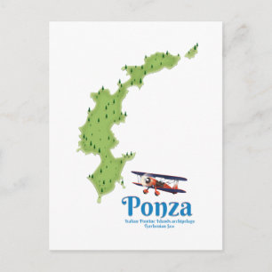 Ponza Italienische Inselkarte. Postkarte