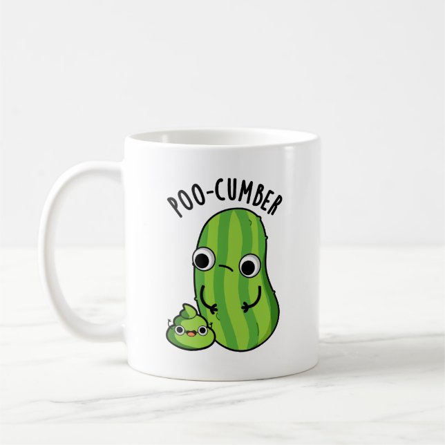 Poo cumber Funny Cucumber Pun Kaffeetasse (Links)