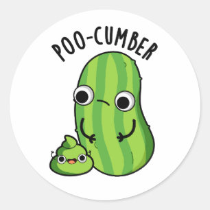 Poo cumber Funny Cucumber Pun Runder Aufkleber
