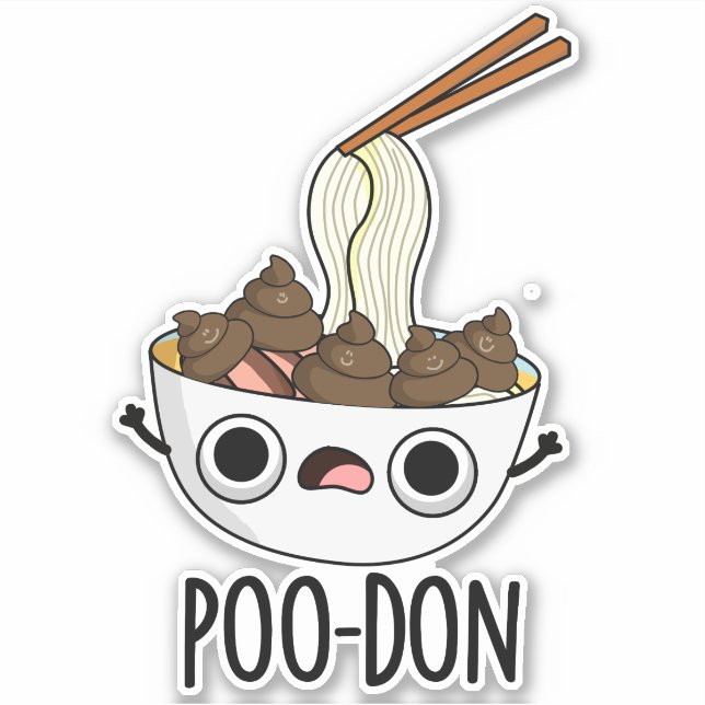 Poo-don Funny Udon Pun Aufkleber (Vorderseite)