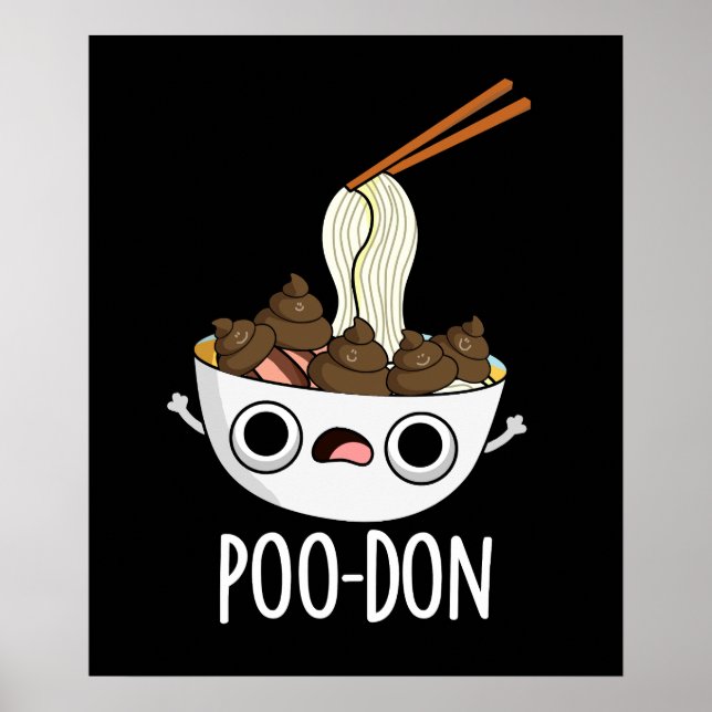 Poo-don Funny Udon Pun Dark BG Poster (Vorne)