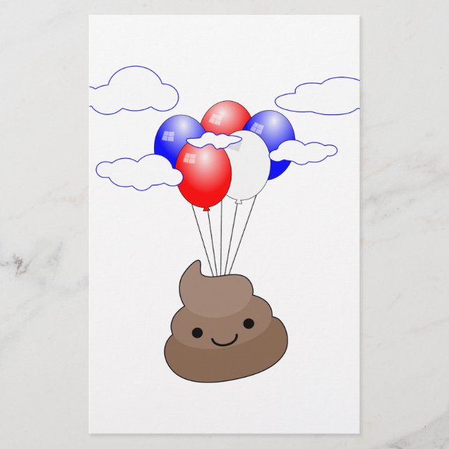 Poo Emoji fliegen mit Balloons (Vorderseite)