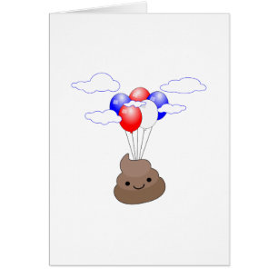 Poo Emoji fliegen mit Balloons