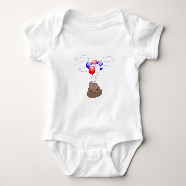 Poo Emoji fliegen mit Balloons Baby Strampler (Vorderseite)