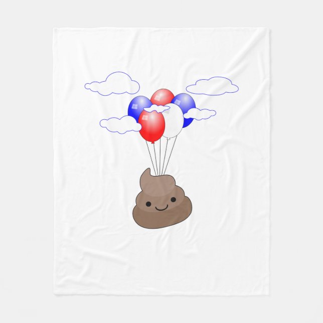 Poo Emoji fliegen mit Balloons Fleecedecke (Vorderseite)