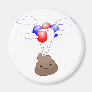 Poo Emoji fliegen mit Balloons Magnet