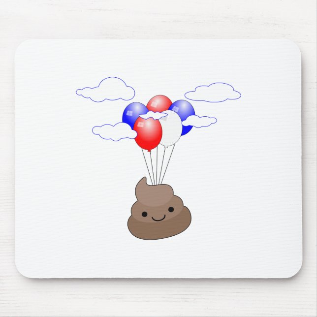 Poo Emoji fliegen mit Balloons Mousepad (Vorne)
