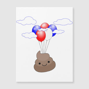 Poo Emoji Fliegen mit Balloons Postkarte