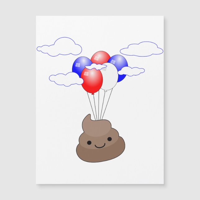 Poo Emoji Fliegen mit Balloons Postkarte (Vorderseite)