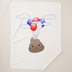 Poo Emoji fliegen mit Balloons Sherpadecke