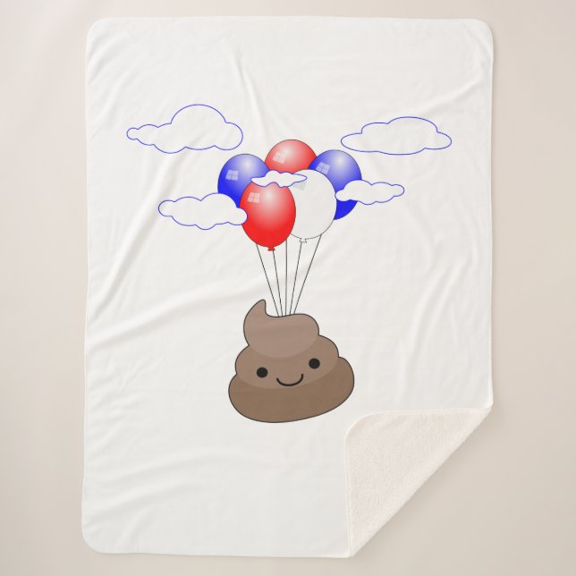 Poo Emoji fliegen mit Balloons Sherpadecke (Vorderseite)