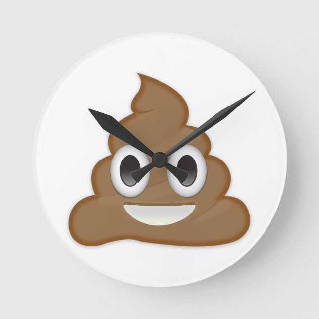 Poo Emoji Runde Wanduhr (Vorderseite)