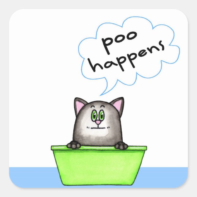 Poo Happens Cat Sticker (Vorderseite)