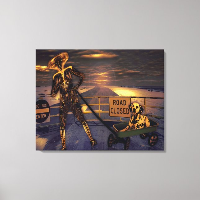 Pooch Abduction Wrapped Canvas Leinwanddruck (Vorderseite)