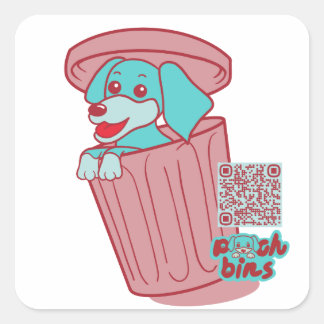 Pooch Bins Weiner Dog Quadratischer Aufkleber