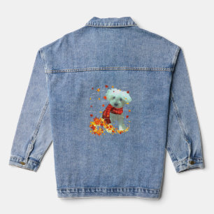 Poochon Herbstschal - Hunde Herbstlaub Jeansjacke