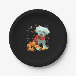 Poochon Herbstschal - Hunde Herbstlaub Pappteller
