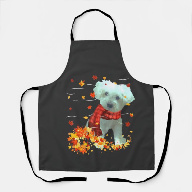 Poochon Herbstschal - Hunde Herbstlaub Schürze (Vorderseite)