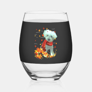 Poochon Herbstschal - Hunde Herbstlaub Weinglas Ohne Stiel