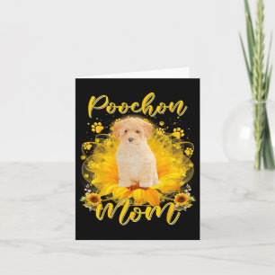 Poochon Hund Mama mit Sonnenblumen Hund Paws Mütte Karte