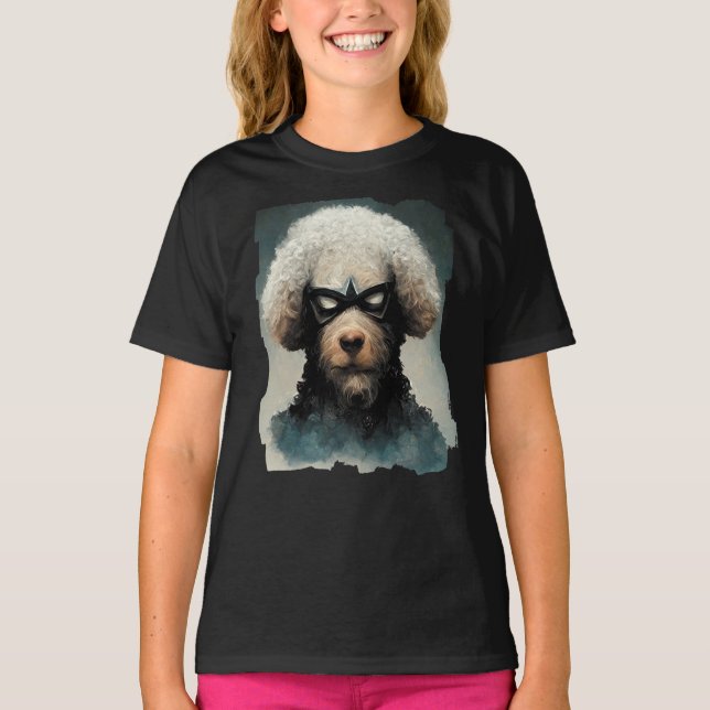 Poodle als Superhelden verkleidet T-Shirt (Vorderseite)