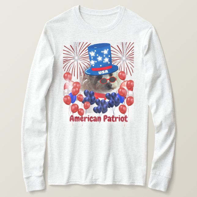 Poodle American Patriot Long Sleeve T - Shirt (Design vorne)