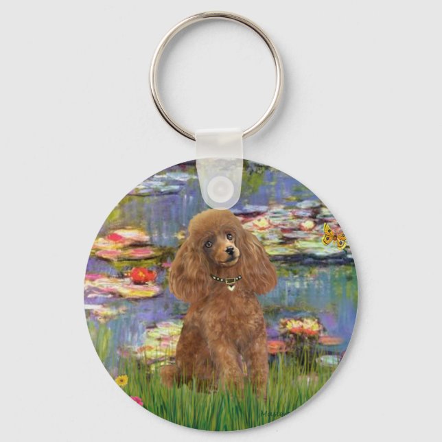 Poodle (Aprikose 10) - Lilien 2 Schlüsselanhänger (Vorderseite)