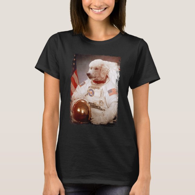 Poodle Astronaut Moon Space Mission Animal Astrona T-Shirt (Vorderseite)
