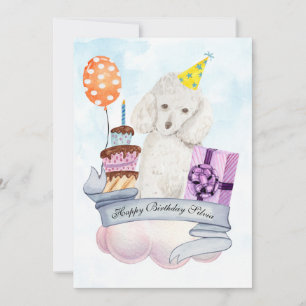 Poodle auf der Cloud Happy Birthday Card