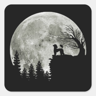 Poodle auf Mountain Halloween Geschenk für Poodle Quadratischer Aufkleber
