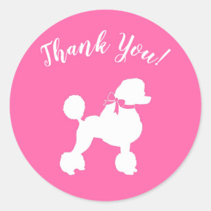 Poodle Baby Dusche Rosa Runder Aufkleber