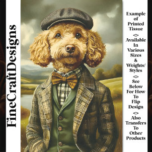 Poodle Bauer Portrait in Landschaft CG6 Decoupage Seidenpapier