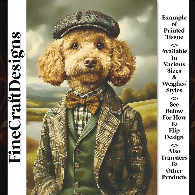 Poodle Bauer Portrait in Landschaft CG6 Decoupage Seidenpapier (Von Creator hochgeladen)