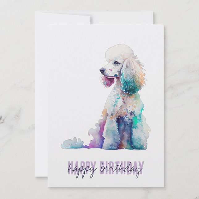 Poodle Birthday Card Dankeskarte (Vorderseite)