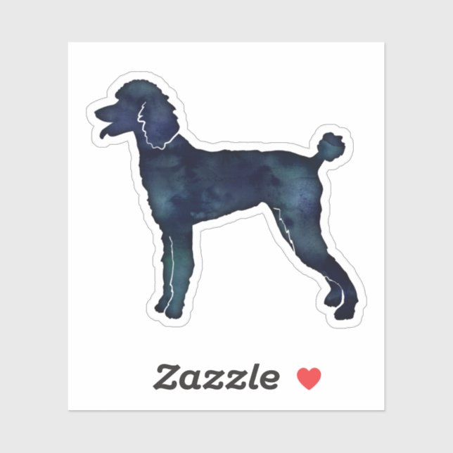 Poodle Black Watercolor-Silhouette Aufkleber (Blatt)