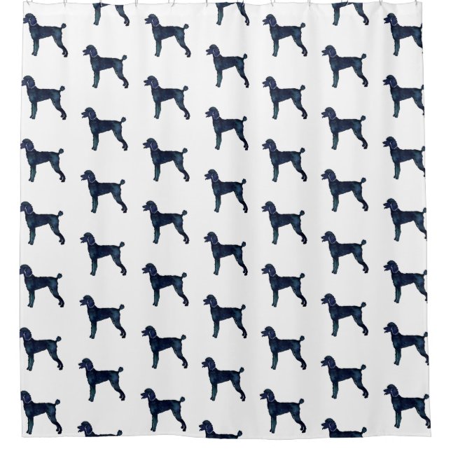 Poodle Black Watercolor-Silhouette Duschvorhang (Vorderseite)