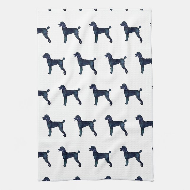 Poodle Black Watercolor-Silhouette Geschirrtuch (Vertikal)