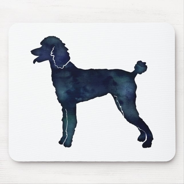 Poodle Black Watercolor-Silhouette Mousepad (Vorne)