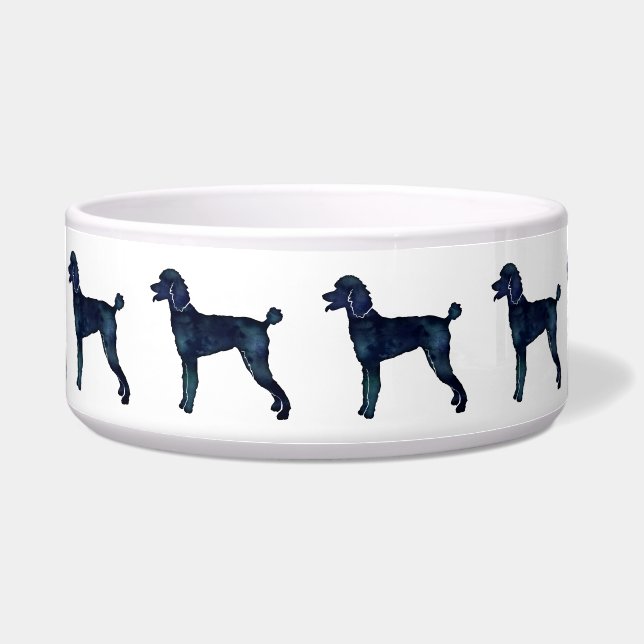 Poodle Black Watercolor-Silhouette Napf (Vorderseite)