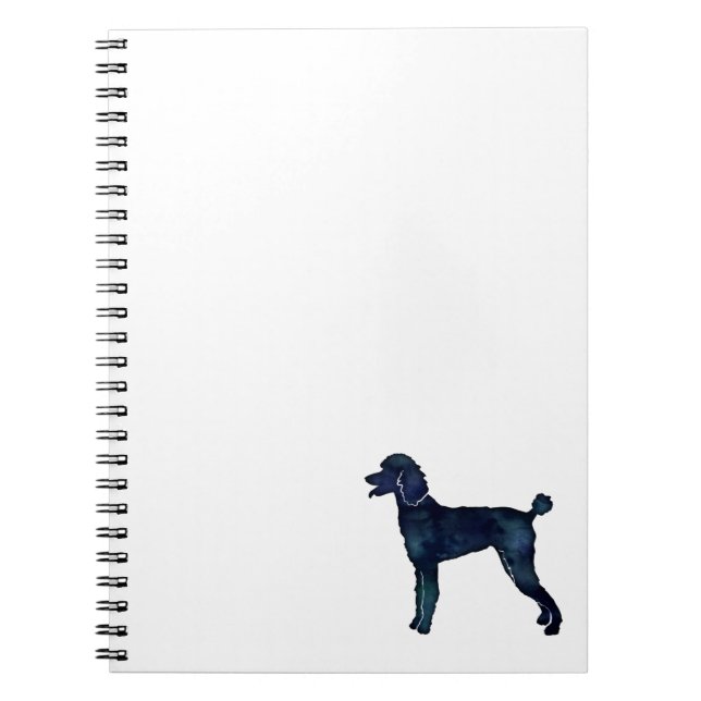 Poodle Black Watercolor-Silhouette Notizblock (Vorderseite)