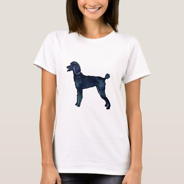 Poodle Black Watercolor-Silhouette T-Shirt (Vorderseite)