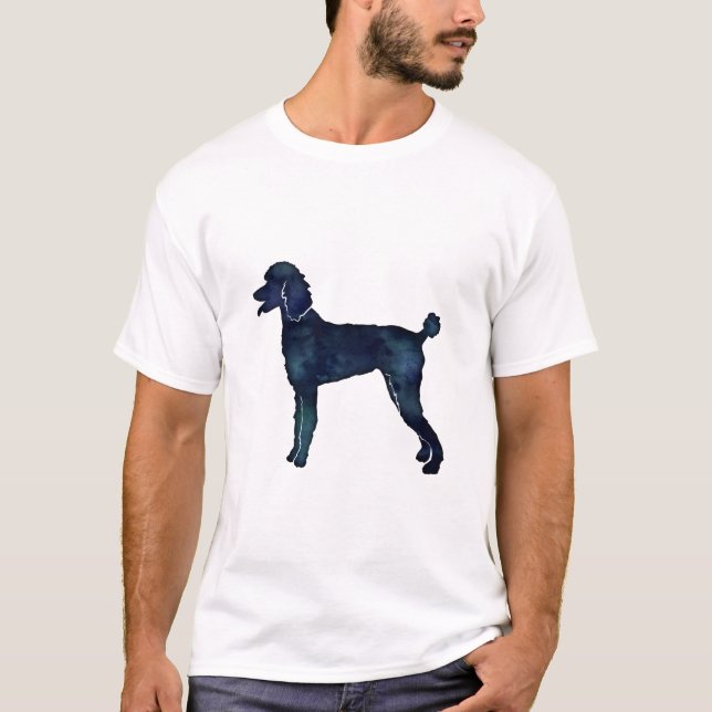 Poodle Black Watercolor-Silhouette T-Shirt (Vorderseite)